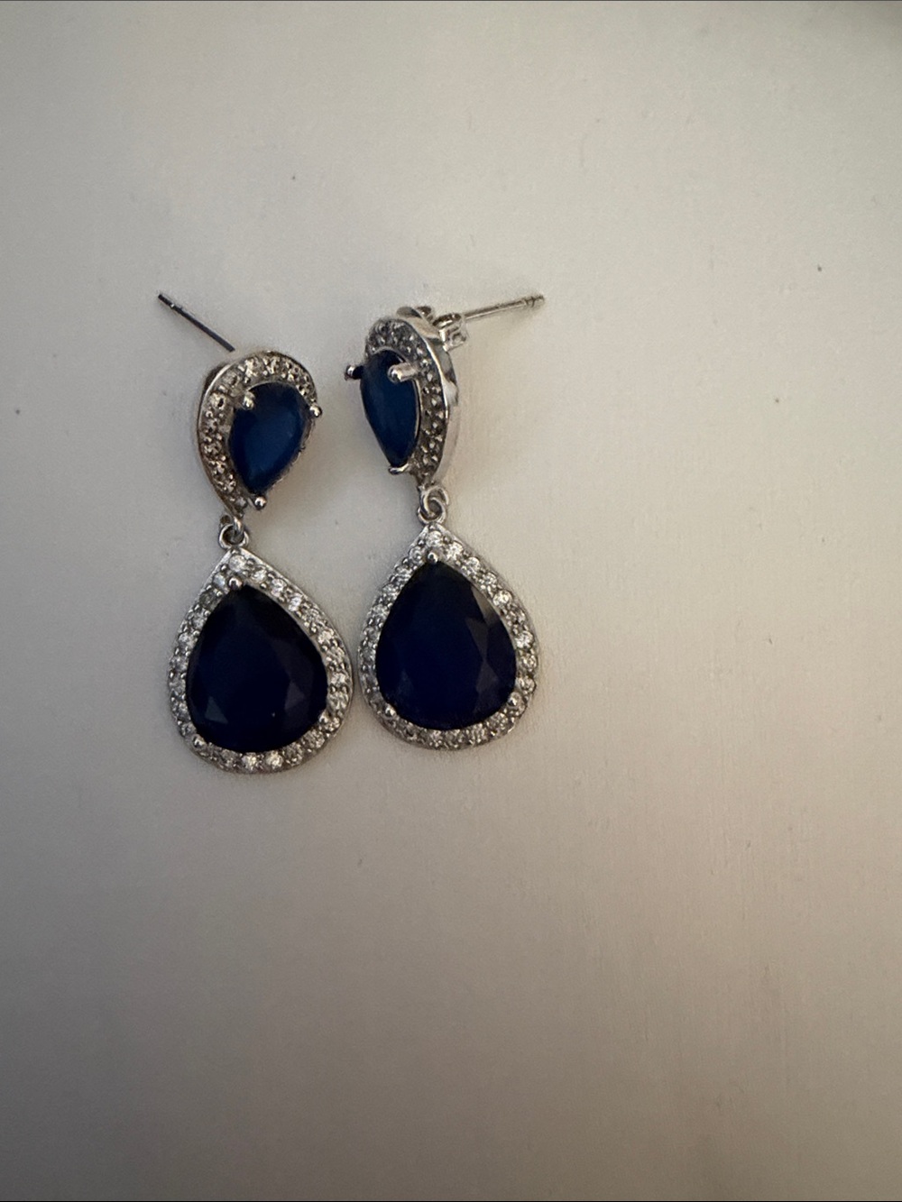 Elegant Blue Teardrop Crystal Drop Earrings - Women Jewelry